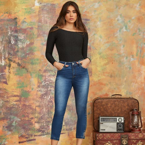Calça cropped alta oposição jeans inverno 2023